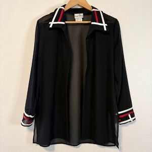 Joseph Ribkoff Sheer Open Front Collared‎ Cardigan Size 8